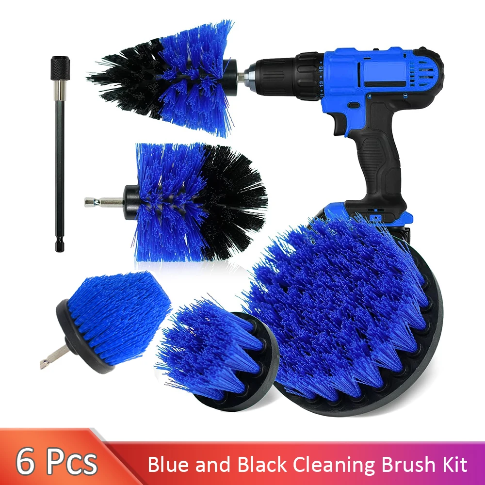 

6 Pcs Drill Brush Attachment Set All Purpose Power Scrubber Cleaning Kit with Extend Long Attachment for Grout Shower Tub Tiles