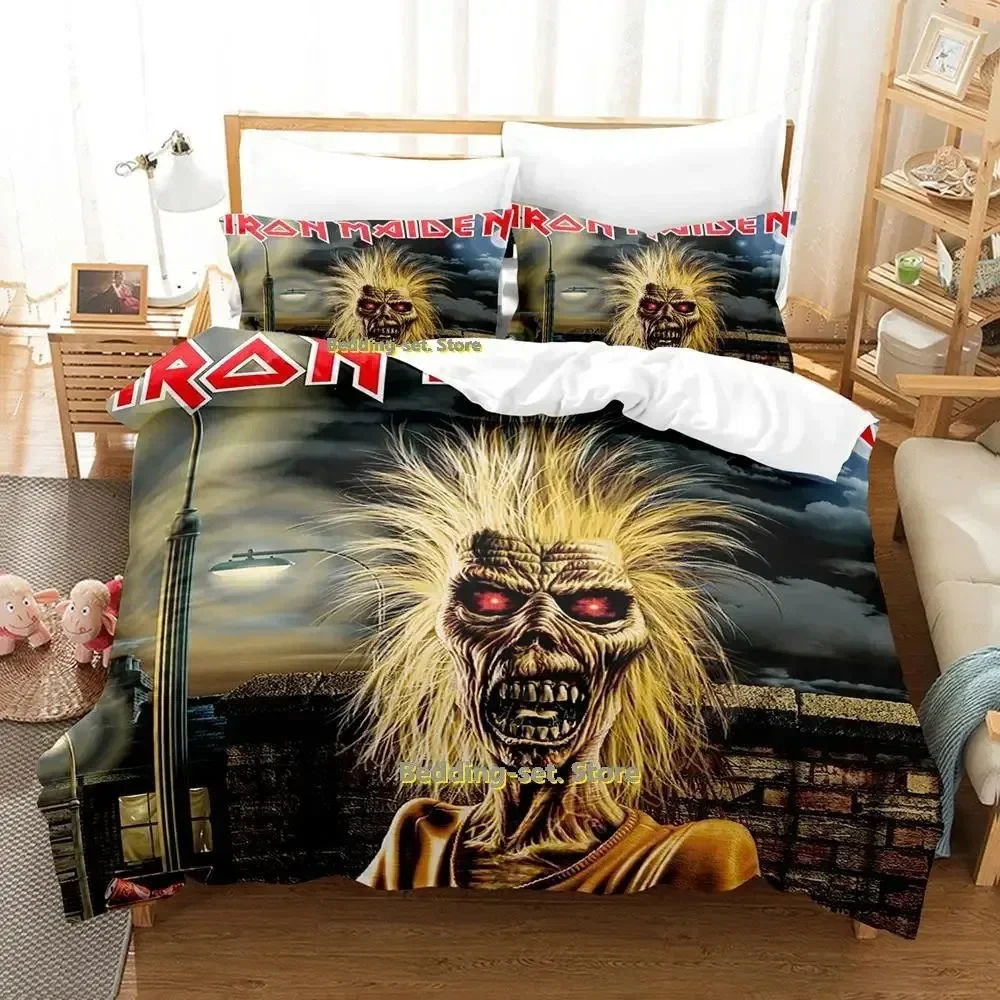 Hip Hop Maiden Heavy Metal Bedding Set Cartoon Anime three-piece set Adult Kid Bedroom Duvetcover Sets Print bedding set luxury