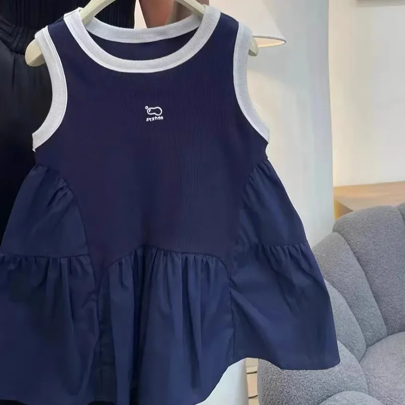 Summer Baby Girls Princess Dress Casual Fashion Little Girls Sleeveless Pleated Dresses Kids Clothing for Children Outfits 2-10Y