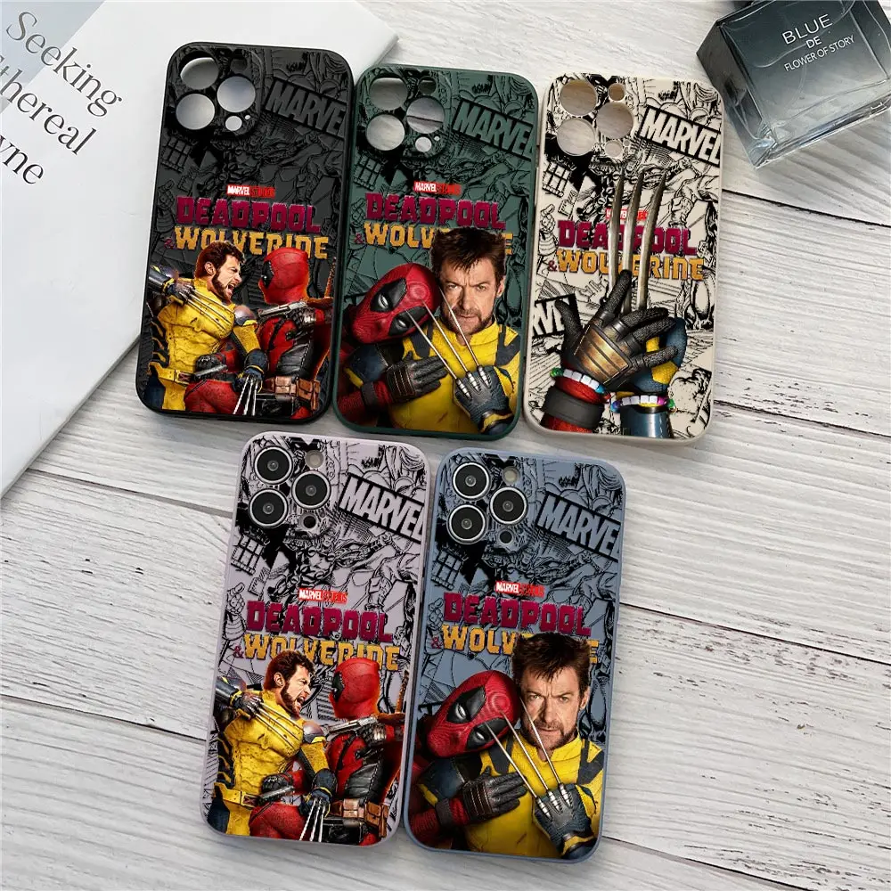 Phone Case For iPhone 16 15 14 11 Pro Max Cases For iPhone 13 12 Mini 16 Plus X Marvel Cool Deadpool And Wolverine Silicon Cover