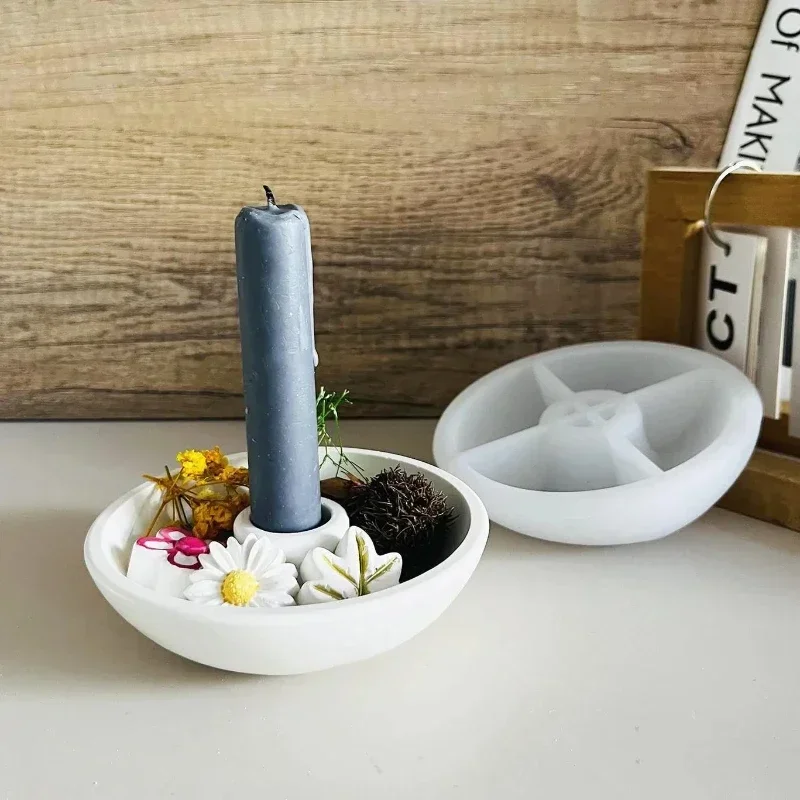 1 Stück Runde Schüssel-Kerzenhalter-Silikonform für Beton-Harz-Kerzenständer DIY-Handwerk