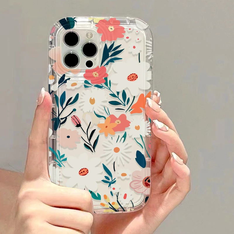 Flower Phone Case For iPhone 16 Pro Max Case iPhone 13 11 15 12 14 Pro Max X XR XS Max 6 7 8 Plus SE 2020 Shockproof Clear Cover image 2
