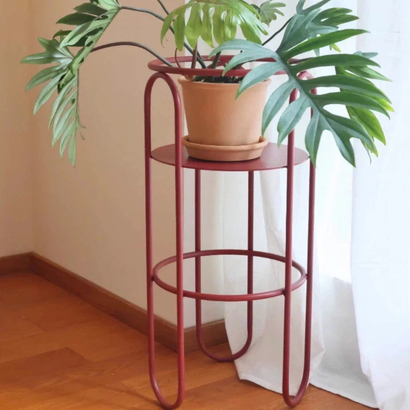 Iron Modern Flower Stand  Minimalist Greenery Pot Holder  Movable Balcony Planter Rustproof Living Room Flower Rack