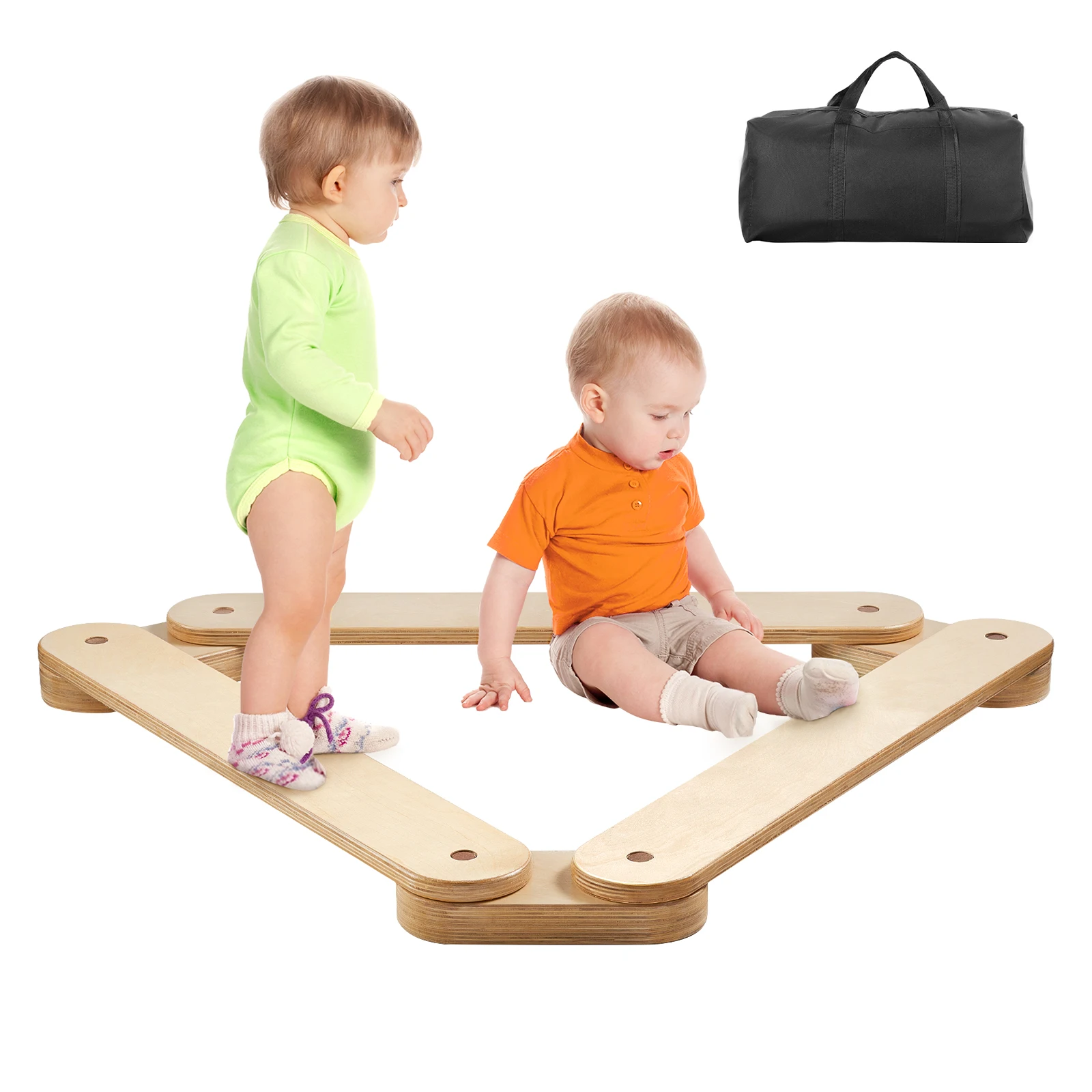 

VEVOR Balance Beam Stepping Stones Indoor & Outdoor Wooden Toddler Balance Boards Montessori Toy for Kids 2-6 Girls Boys Gift