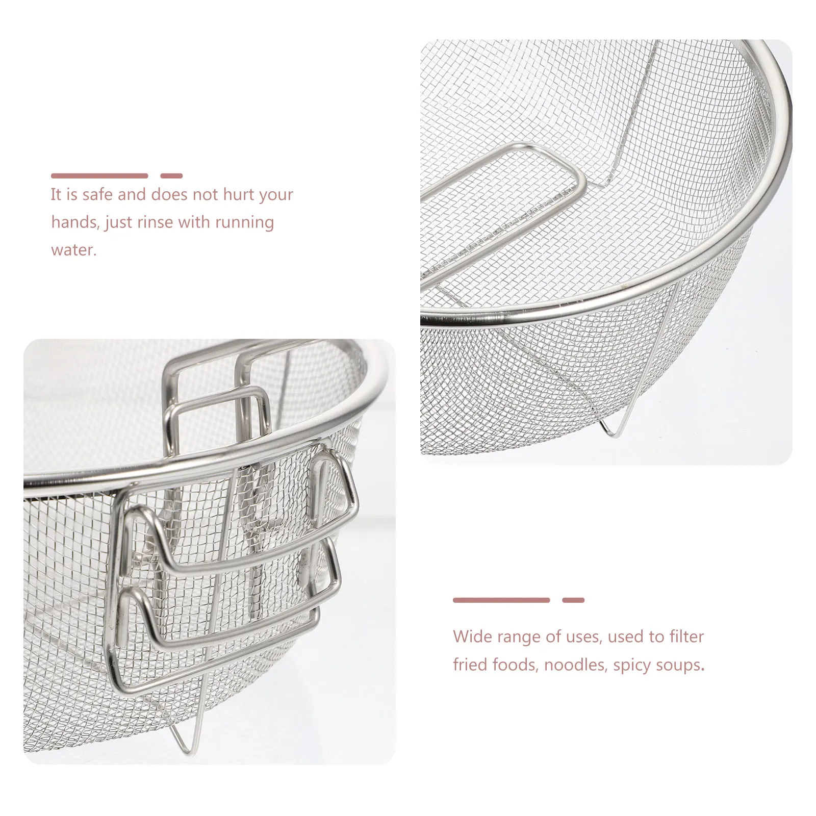 

1pc Foldable Frying Basket Stainless Steel Multi-Purpose Kitchen Gadget For Cooking Hot Pot Oil Drain Tool French Fries Basket