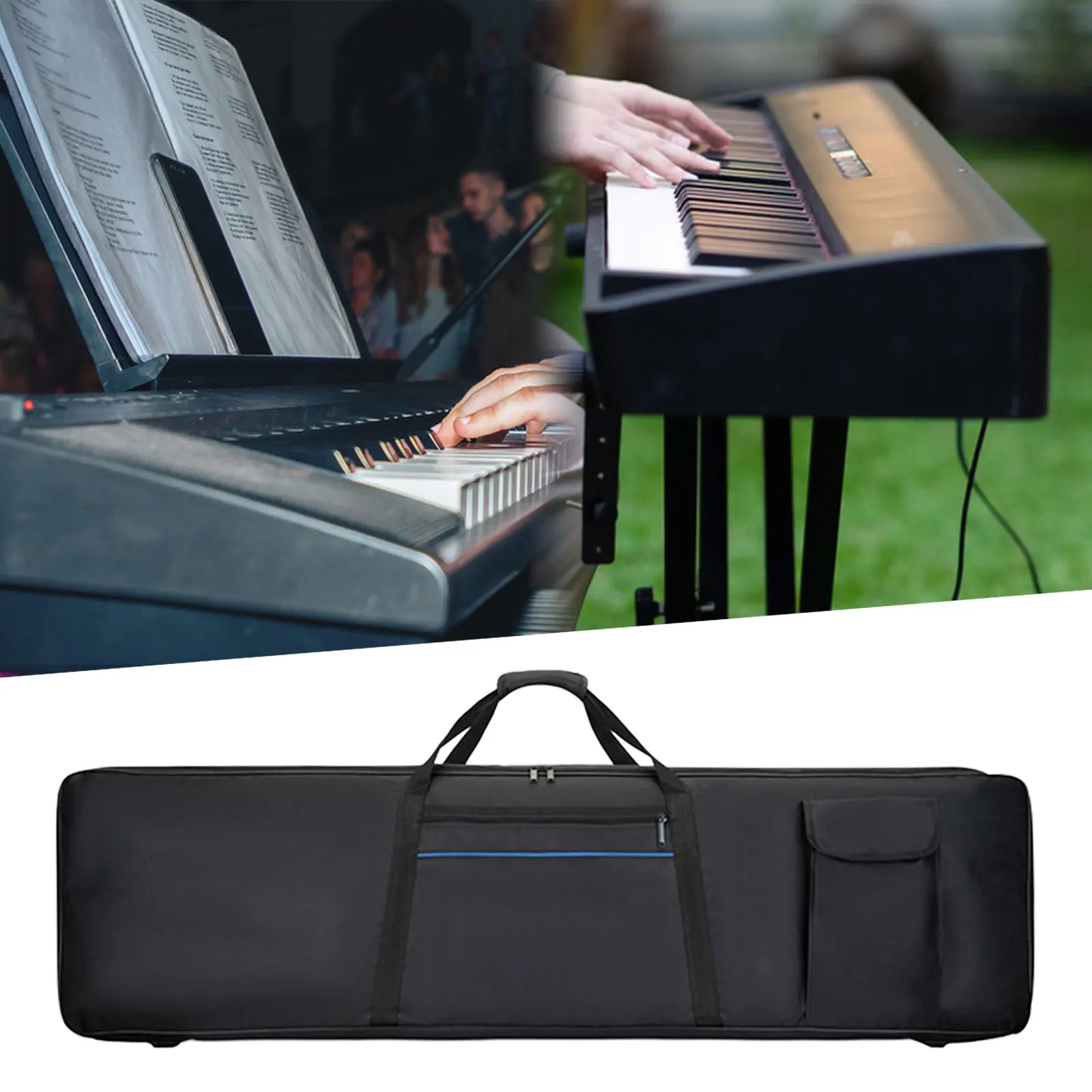 88 Key Piano Keyboard Bag with Pocket Oxford Cloth Waterproof Electric Piano Case Backpack for Performance Music Studio Concert