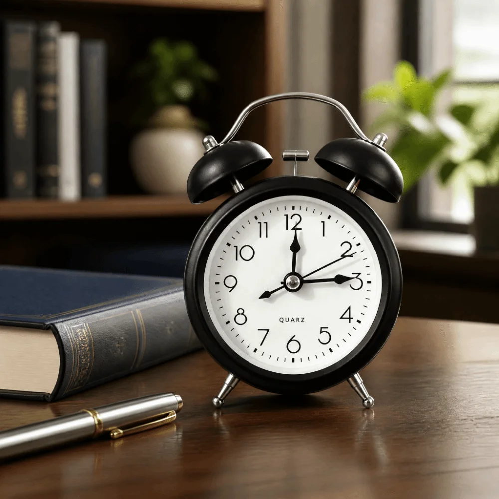 Cute 3 Inch Bell Alarm Clock Battery Operated Twin Bell Metal Alarm Clock Night Light Loud Ringing Small Desk Clock Office Decor