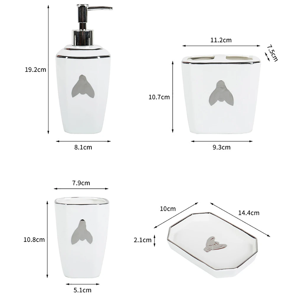 Silver ceramic bathroom five-piece toiletry set bathroom supplies mouthwash cup toothbrush cup set