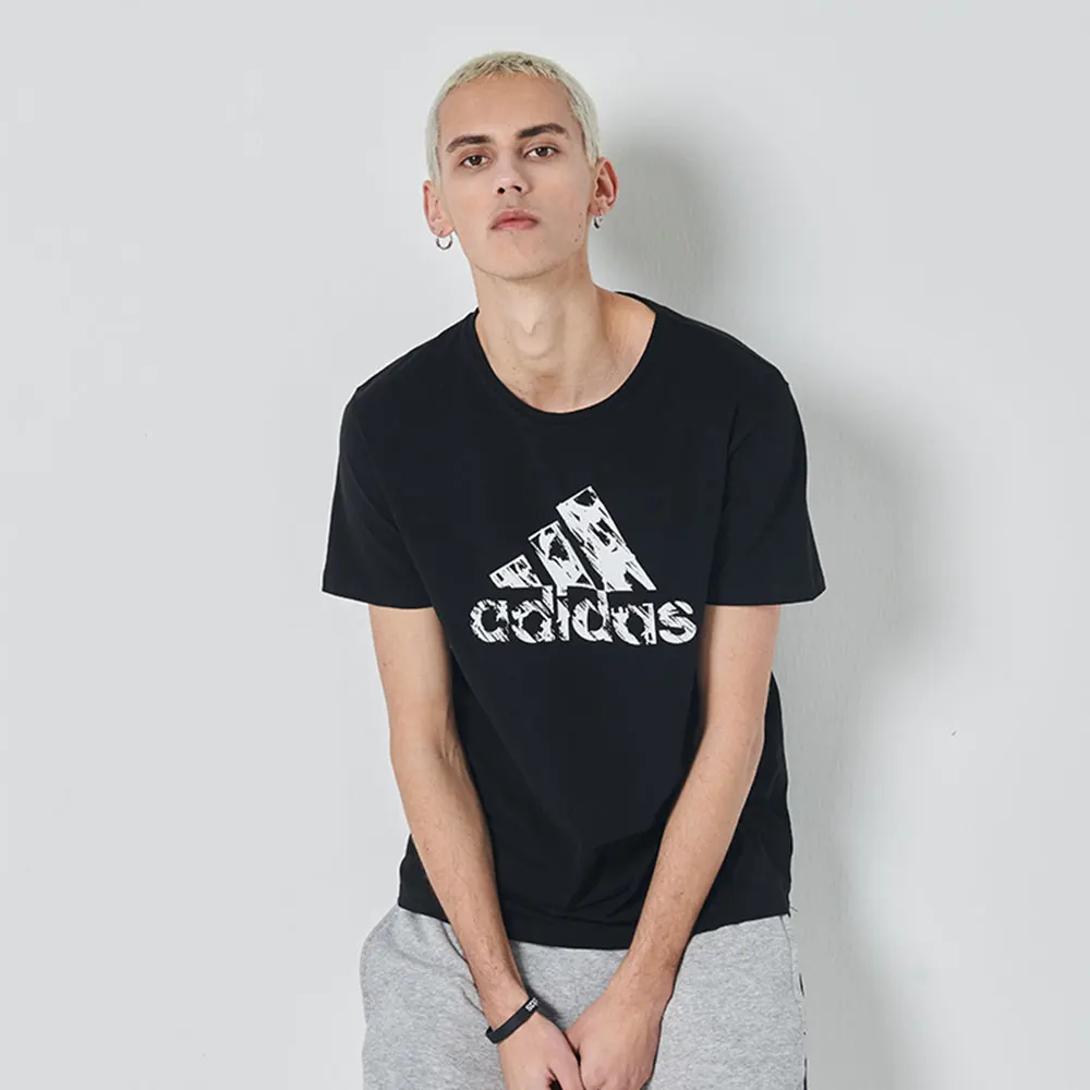 Adidas Men's Black Graphic T - Shirt, Short Sleeve, Crew Neck, for Casual Daily Wear