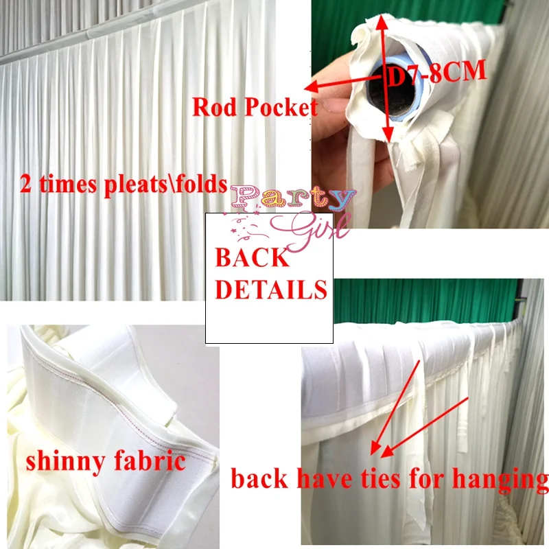 White Color Ice Silk Wedding Backdrop Curtain With Blush Sequin Swag Drapery Stage Background Event Party Decora