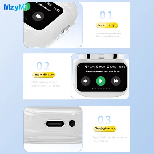 Imagen 2 del producto Mzymi A11 Pro auriculares inalámbricos Control táctil pantalla LCD auriculares con cancelación de ruido ENC supergraves sonido Premium batería larga
