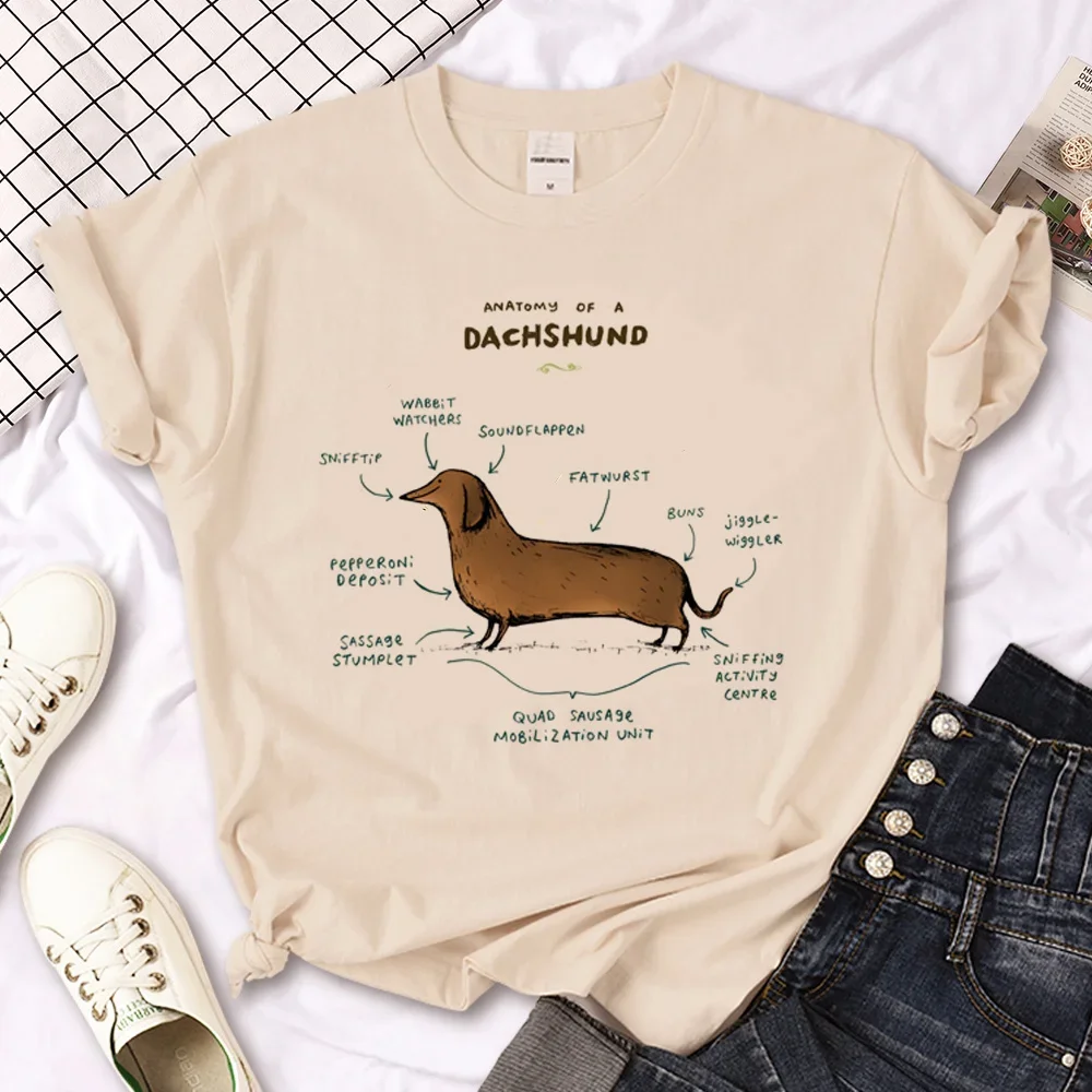 تي شيرت Dachshund للسيدات مضحك تي شيرت نسائي ملابس الشارع الشهير ملابس علوية غير رسمية بأكمام قصيرة
