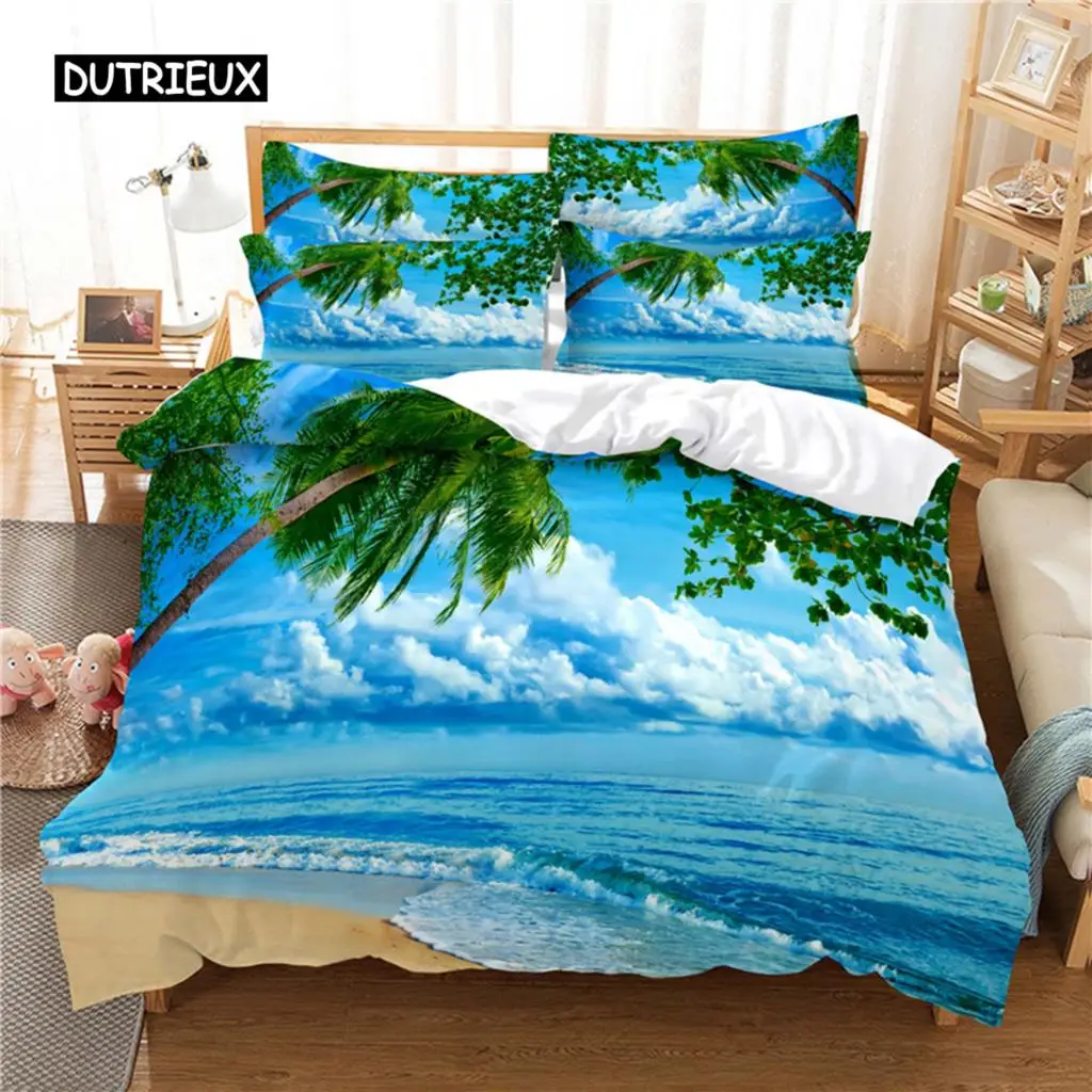 

Beach Coconut Tree Bedding Set Duvet Cover Set 3d Bedding Digital Printing Bed Linen Queen Size Bedding Set Fashion Design