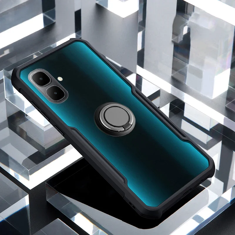 

Clear Acrylic Silicone Frame Back Cover For Tecno Pop 10 Spark Go 2 Case Magnetic Ring Shockproof Coque Tecno Spark Go 2 Pop 10