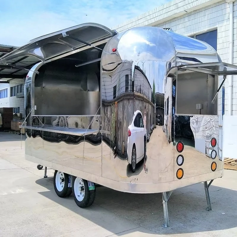 Air Fashionable Stainless Food Trailer Steel Stream Fast Ice Cream Food Truck CE Certified Food Cart on 4 Wheels