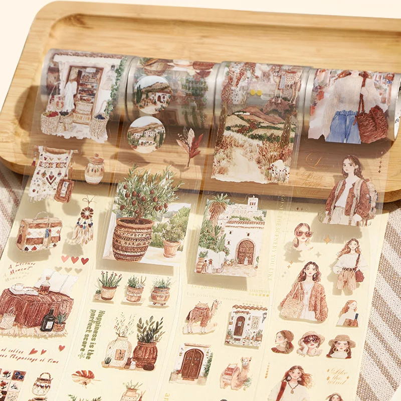 Mr.Paper 200cm/Roll Romantic Boho Series PET Washi Tape Set Vintage Bohemian Scene Decor for Journal Scrapbook DIY - view 3