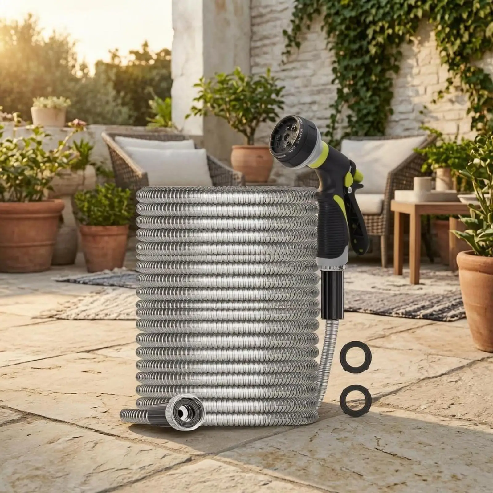 Stainless Steel Garden Hose Corrugated Watering Tool Sealing Washers