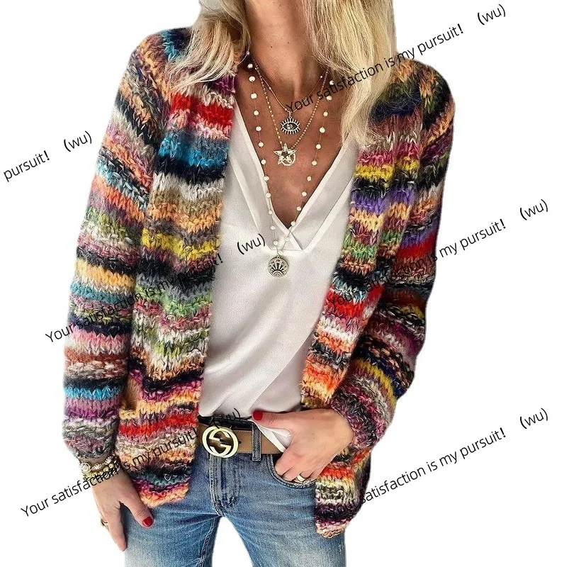 

Spring European and American sweaters knitted cardigan thin coat loose coat women