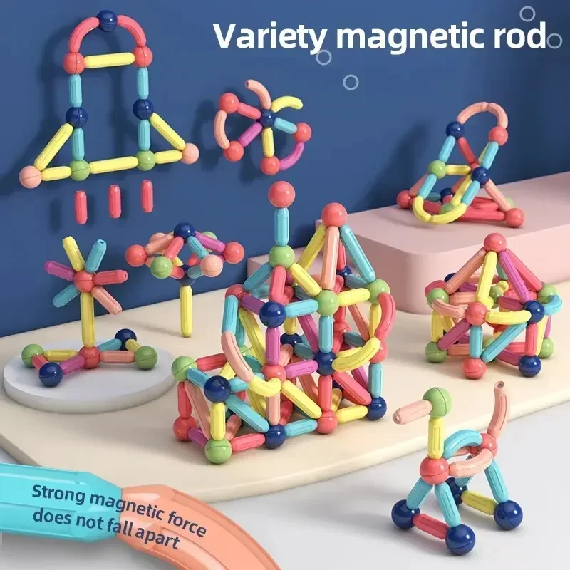 Magnetic Building Blocks Toy Magnetic Construction Set Magnet Ball Sticks Rod Games Montessori Educational Toys for Kids