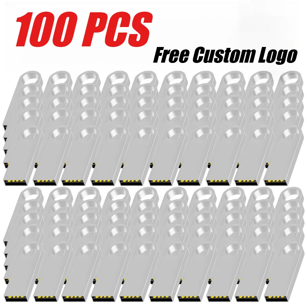 

100PCS/lot Metal Usb Flash Drive 128MB 4GB 8GB 16GB Pen Drive Business gift Pendrive 32GB 64GB Free Customized Logo U Disk Gift