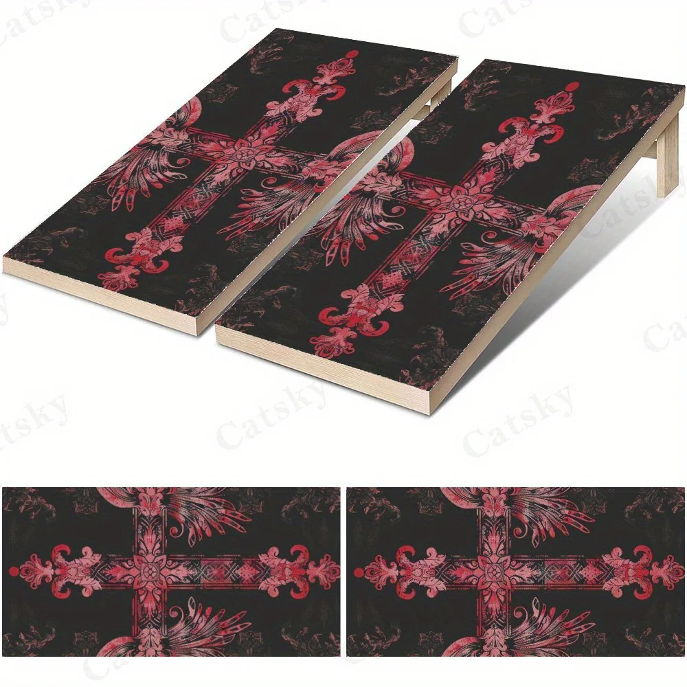 

Gothic Cross With Red Wings Art Sticker,High Value! 2D Flat Vinyl Sandboard Decals - Budget-Friendly and High Value, Bubble-Free