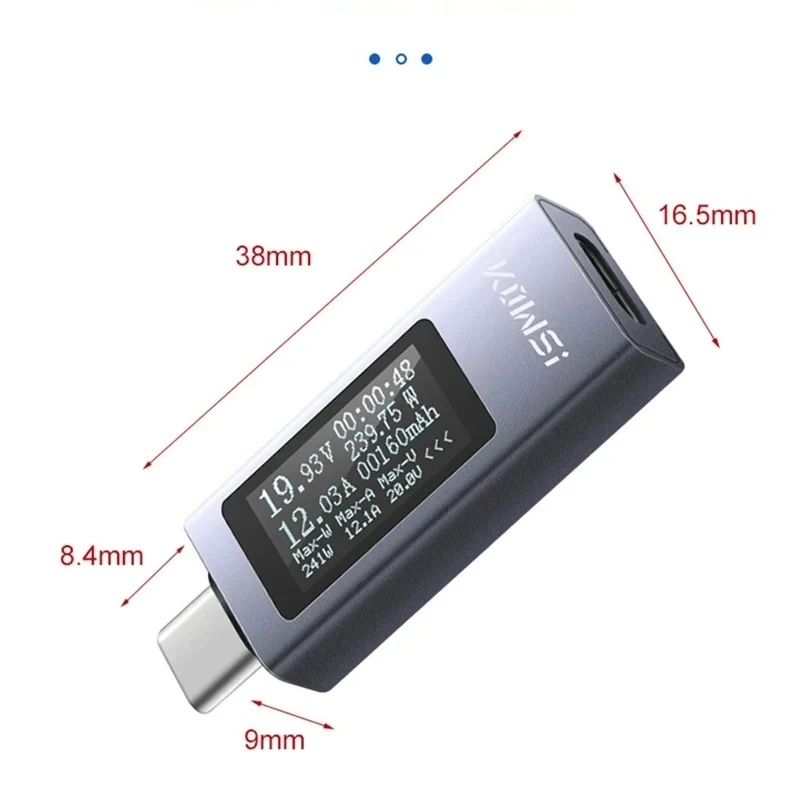 USB Type C Tester PD Charger Detector 4-30V 0-12A 240W OLED Power Meter KWS-2301