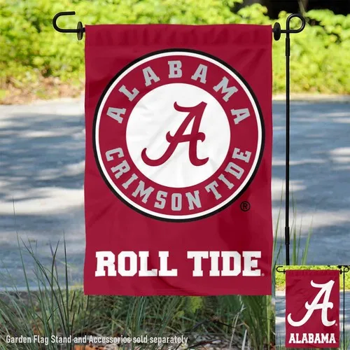 Alabama Crimson Tide Circle Logo Garden Flag and Yard Banner jjx