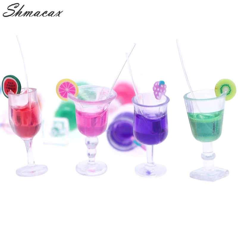 4 pz 1:6 casa delle bambole in miniatura frutta Cocktail bevande tazza modello bambini finta gioca giocattolo casa delle bambole accessori