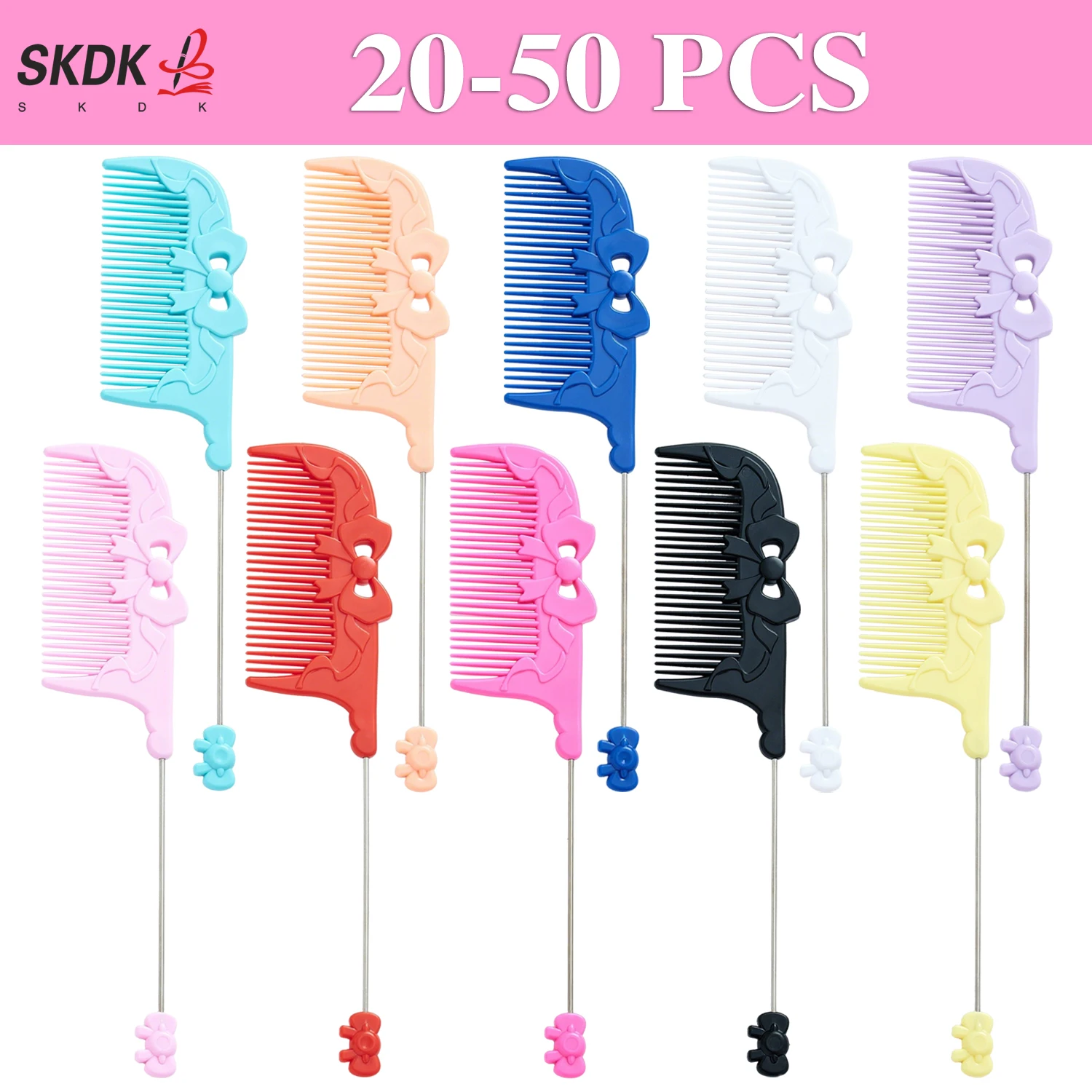 20-50pcs-flower-bowknot-diy-beaded-fine-tooth-comb-creative-handmade-comb-portable-decorative-bookmark