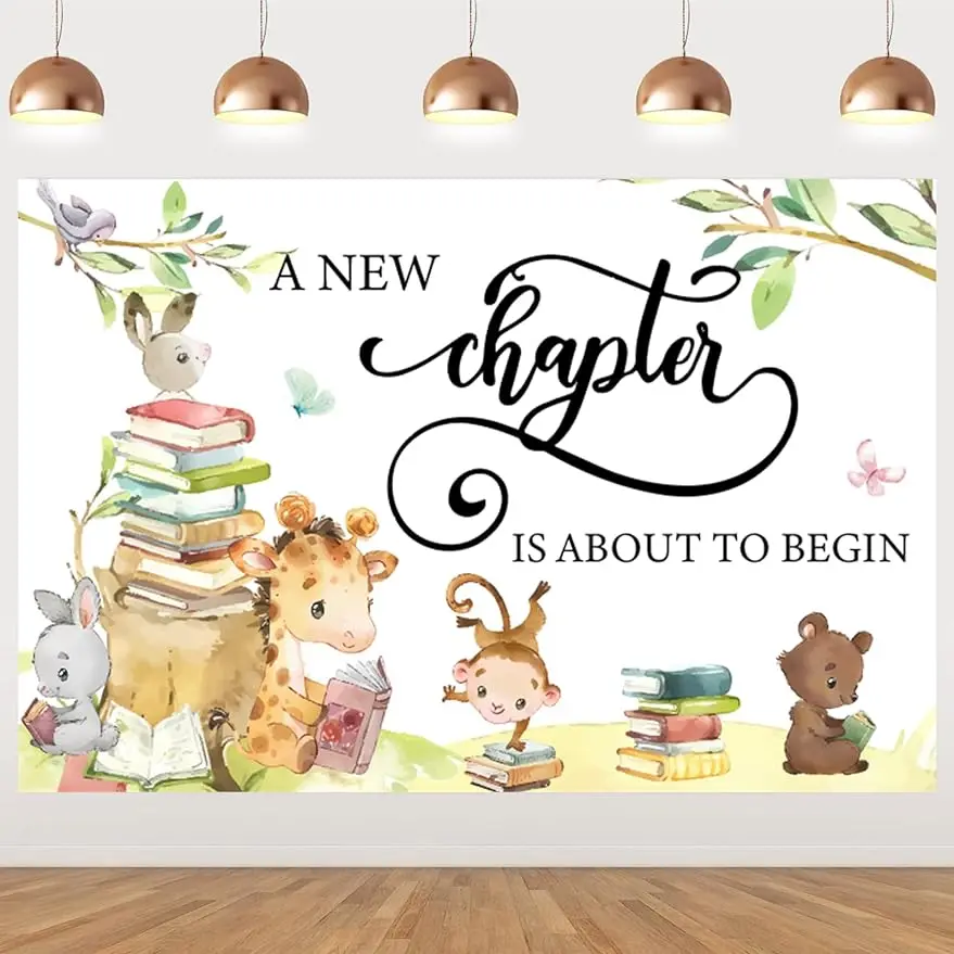 

Storybook Baby Shower Backdrop A New Chapter Is about To Begin Baby Shower Decor Storybook Theme Forest Animal Party Supplies