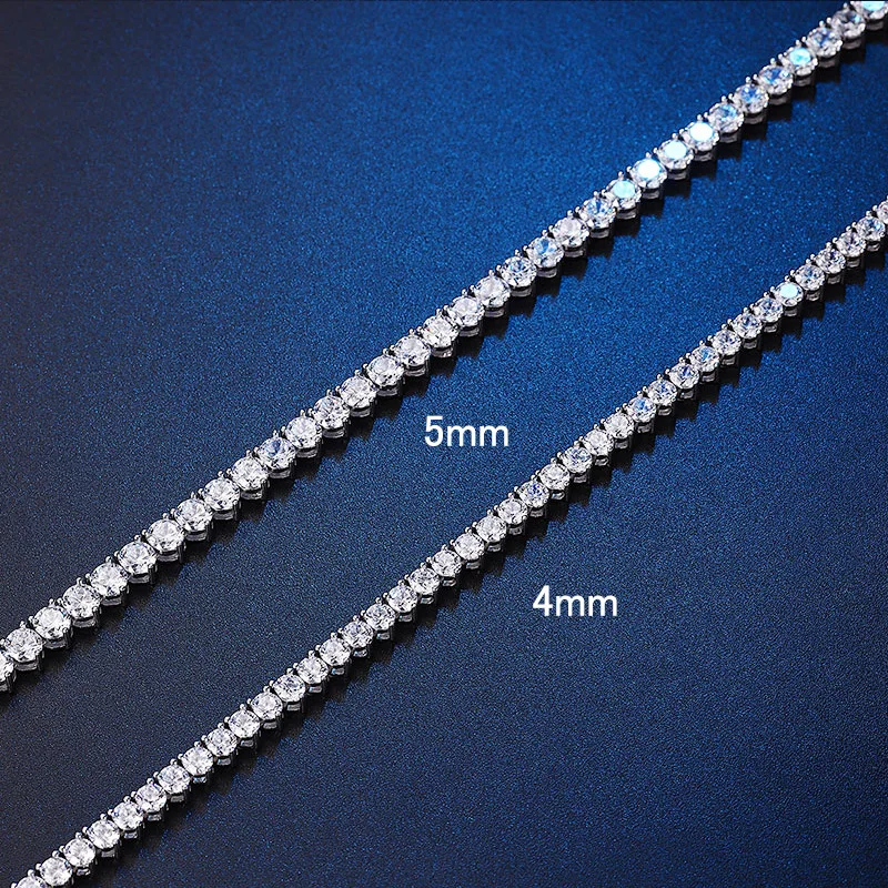 Wong Rain Hip Hop Rock 925 Sterling Silver Real GRA Moissanite Diamonds Gemstone Tennis Chain Necklace Fine Jewelry Wholesale