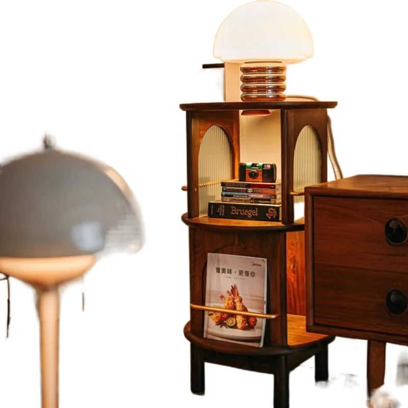 

Retro American walnut moving and rotating, side few medieval furniture, living room sofa storage, tea cabinet, bedside