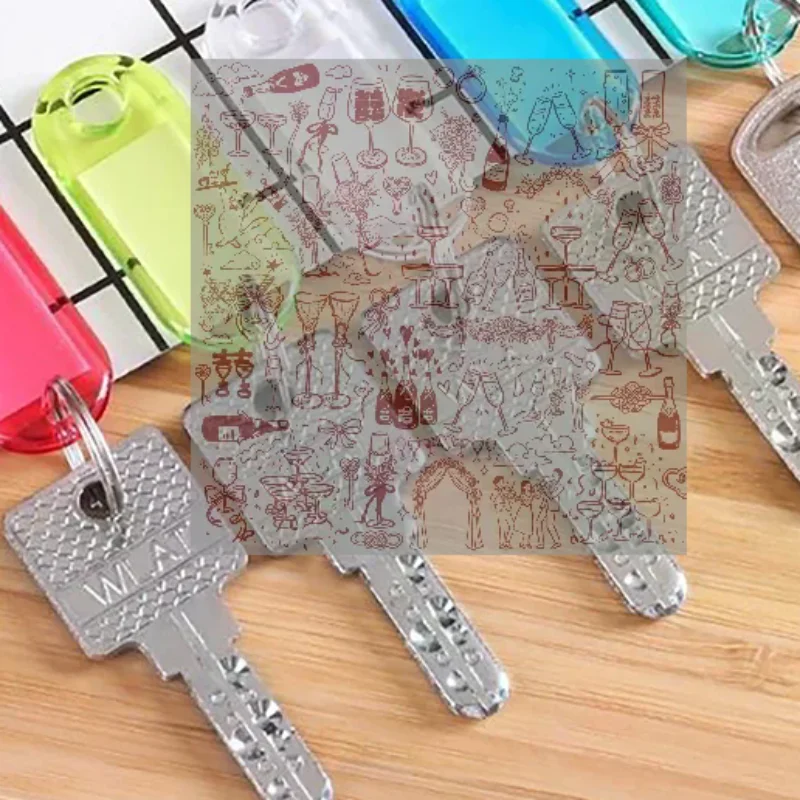 10pcs/lot Crystal Clear Plastic Key Tag With Split Ring Label Double Sided Display Window For DIY Keychain Kit Craft Material
