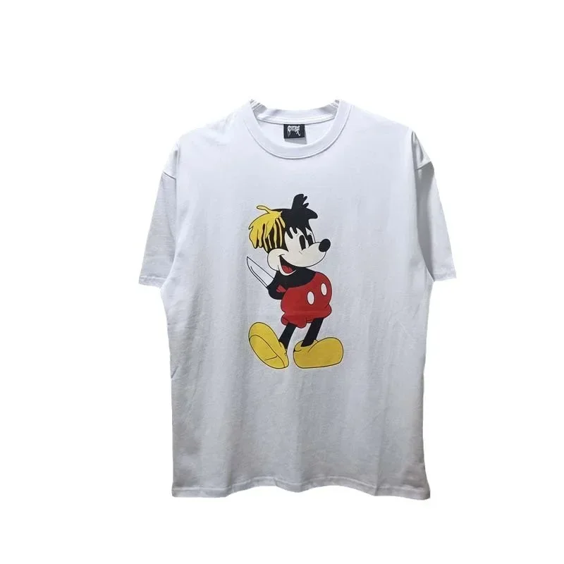 

LIBIELIY Revenge Mikiki Collaborative Graphic Printing Letter Short Sleeve Tops Loose Fit T-Shirts For Men And Women Summer