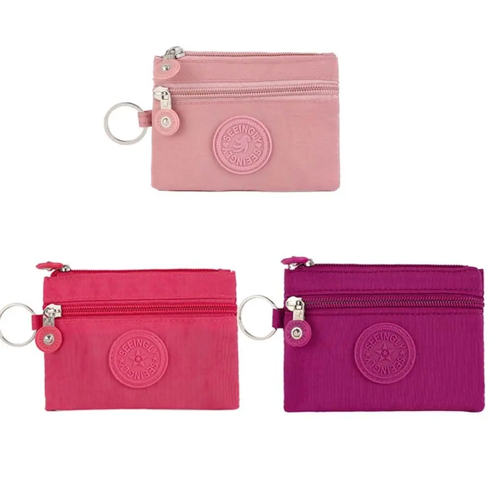 أزياء قصيرة قصيرة سستة عملة المحفظة النايلون إلكتروني طبقة مزدوجة المحفظة الكورية نمط أحمر الشفاه حقيبة بسيطة حقيبة المال التسوق