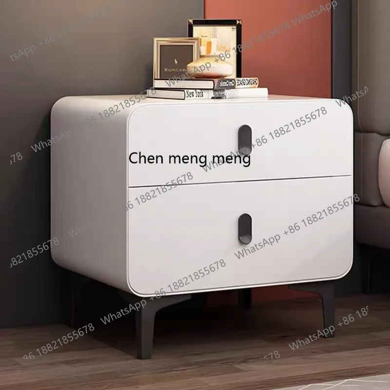 

Bedside table Solid wood light luxury simple modern leather art storage storage Bedroom side cabinet household