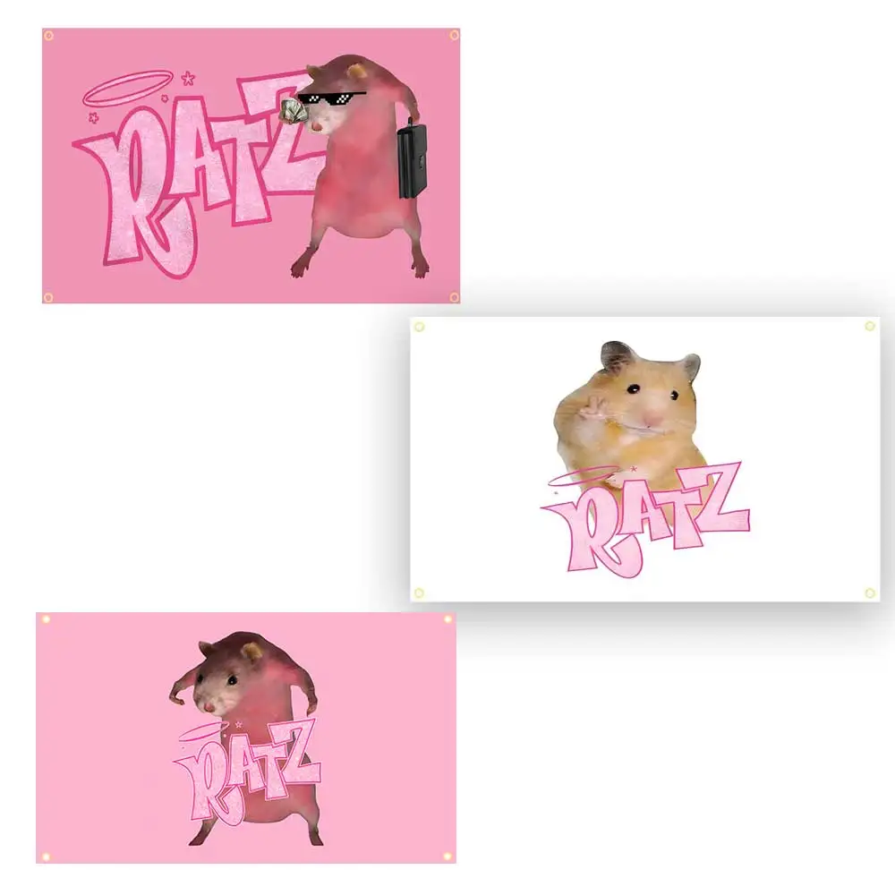 2x3fts 3x5fts Pink RATZs Mouse Funny Flag Tapestry Banner For Indoor Decoration, Home Decor, College Dorm Decor, Bedroom Decor