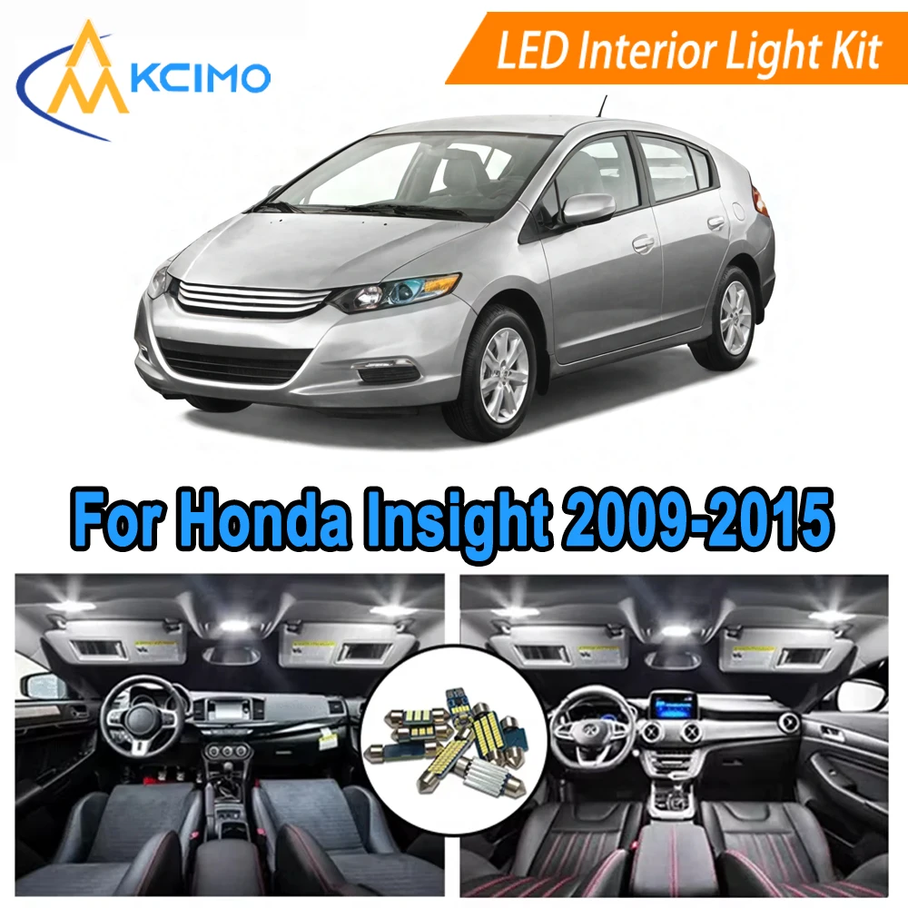 

LED Interior Light Set Direct Fit For Honda Insight 2009-2015 Bright White/Blue Dome Map Door Bulbs Kit Easy Installation​