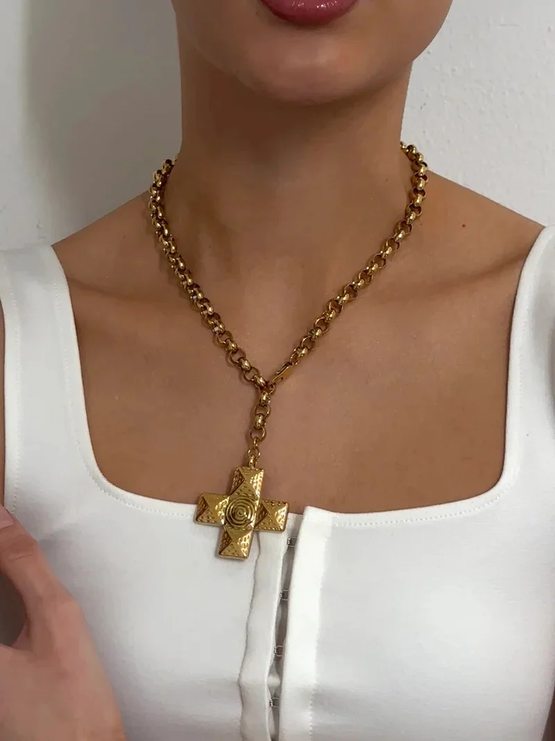 

Miranda Waterproof 316L Stainless Steel Chic Cross Casting Charm Pendant Necklace Unique Classic Fashion Jewelry Bijoux Femme