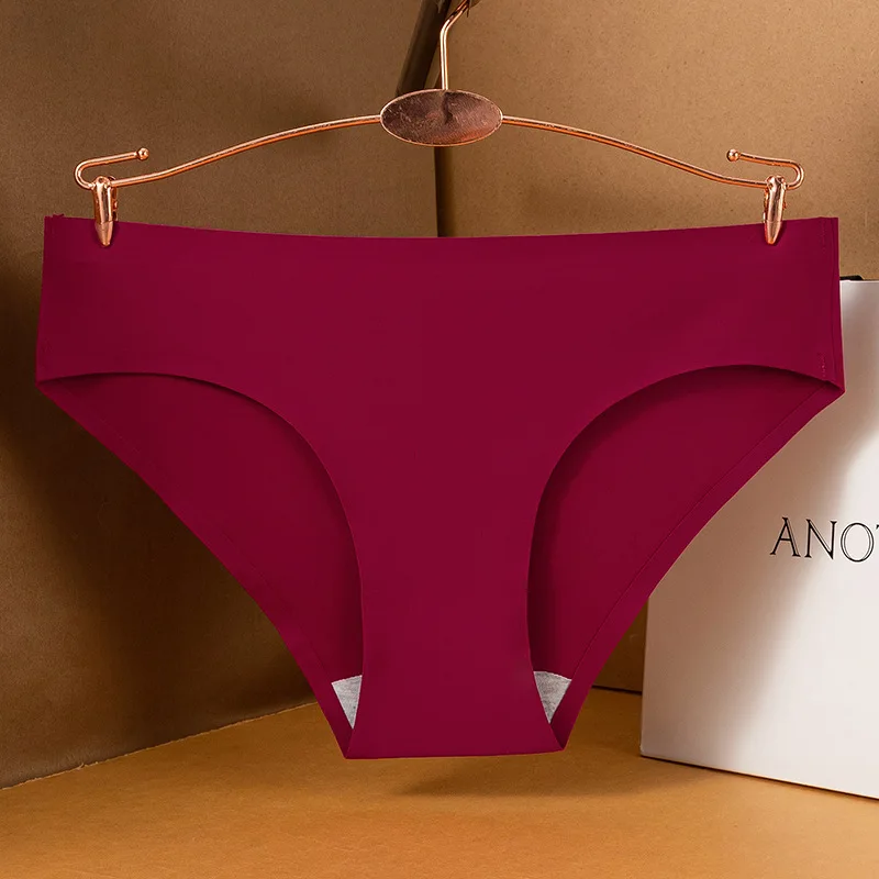 10PCS/Set Solid Color Women's Panties Silk Satin Seamless Underwear Breathable Briefs Cozy Sexy Lingerie Sports Panty Thong