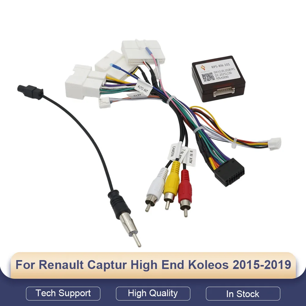 16 Pin CANBUS Harness For Renault Captur Koleos 2015-2019 Android Radio Adapter Plug Play Kit