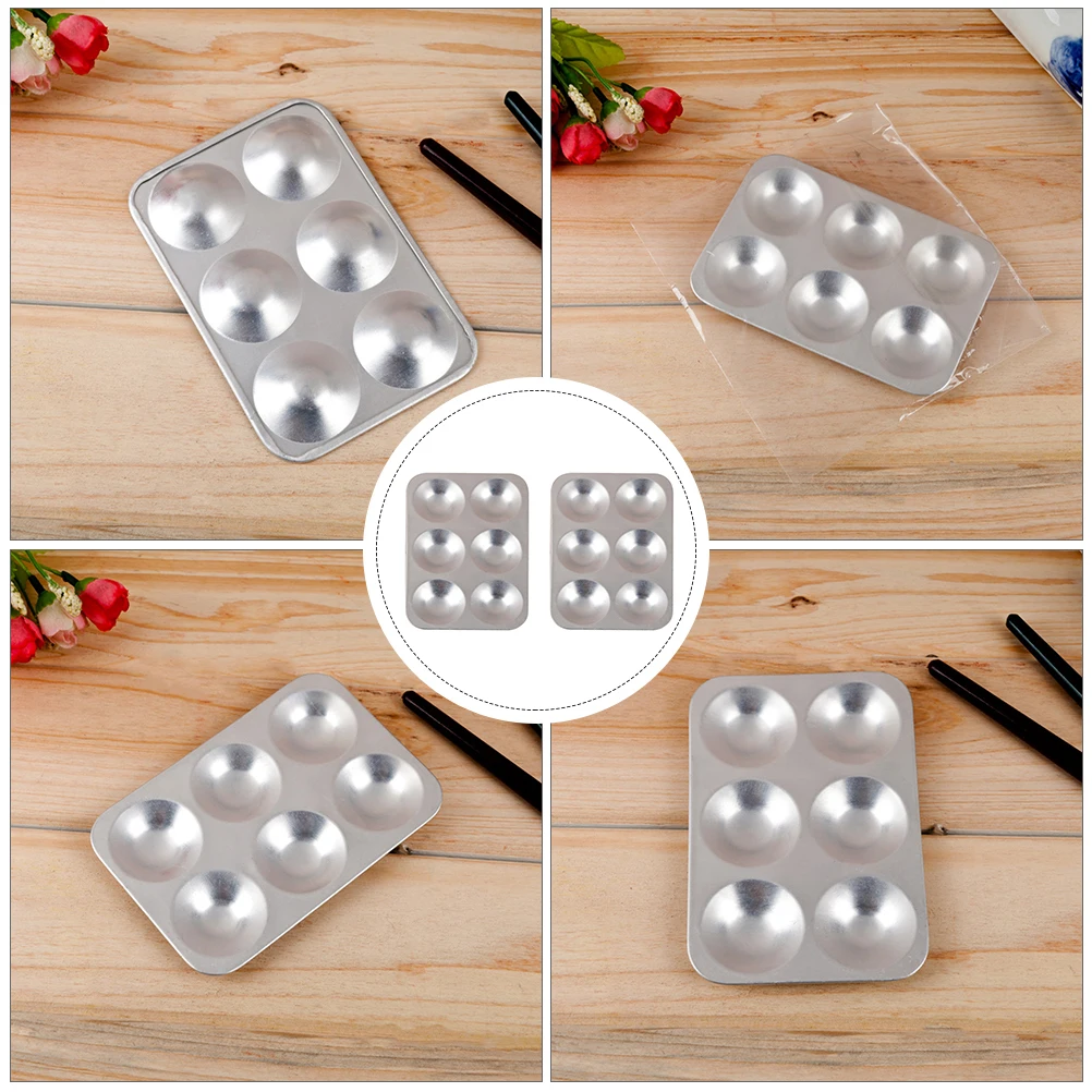 

2Pcs Aluminum Painting Multi holes Pigment Trays for Oil Watercolor Color Mixing Storage Space Saving