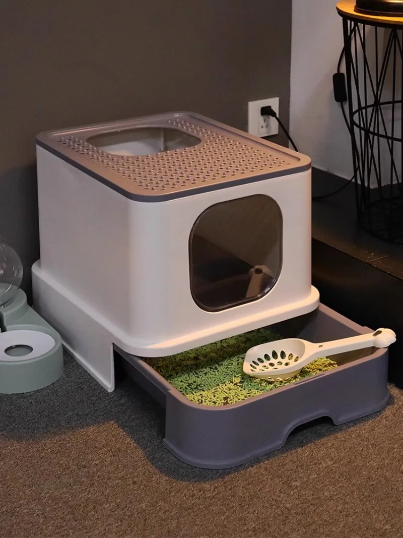 Litter Box Fully Enclosed Drawer Top Out Large Deodorant Cat Box Small Cat Poop