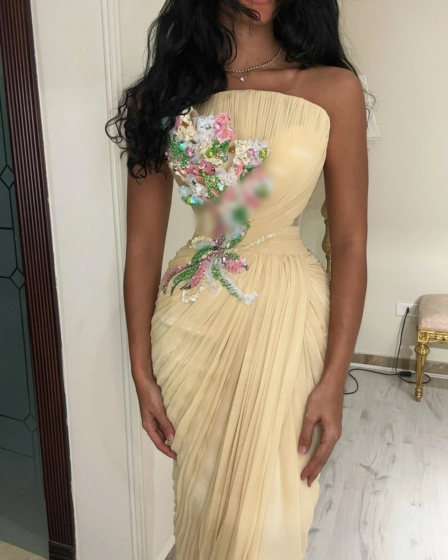 Customized Saudi Arabia Jiayigong High Quality Exquisite Strapless Mermaid Prom es Beading Flower S Custom