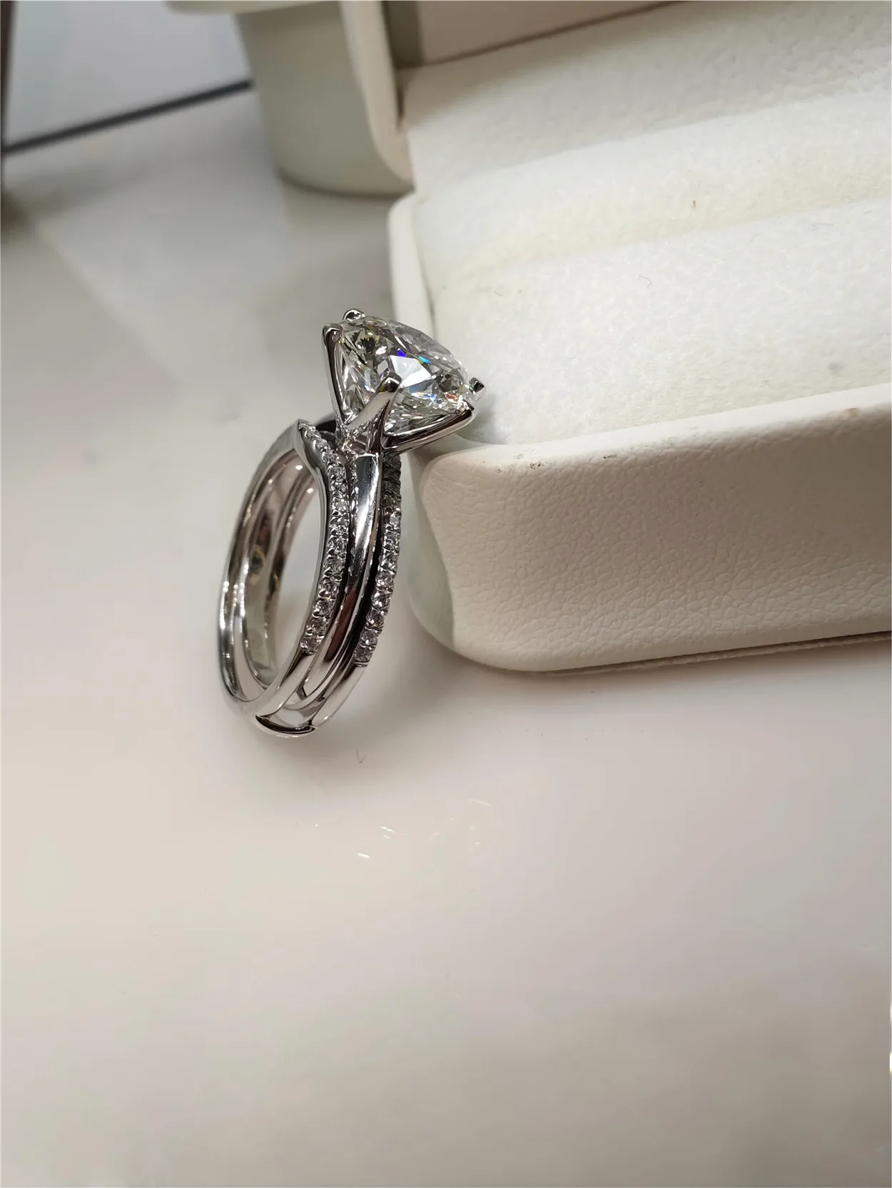 Custom 3CT 6-Prong Lab-Grown Diamond Engagement Ring Set in 18K Gold for Women – Wedding Stackable Bridal Jewelry view 3