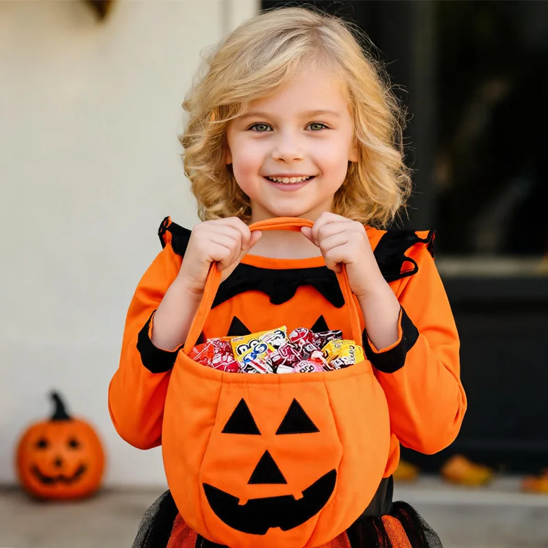 Halloween Pumpkin Bag, Portable Candy Fruit Basket, Handheld Gift Basket, Halloween Party Decoration Supplies
