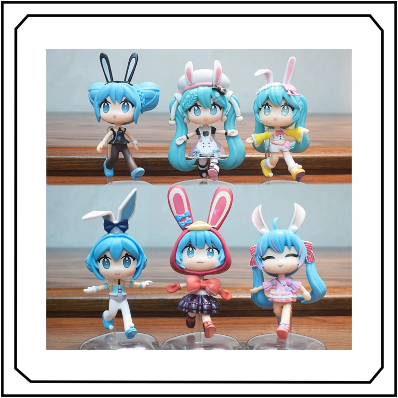

Hatsune Miku Q-version Action Figure Rabbit Ears Modeling Doll Two-dimensional Girl Desktop Decoration Model Toys