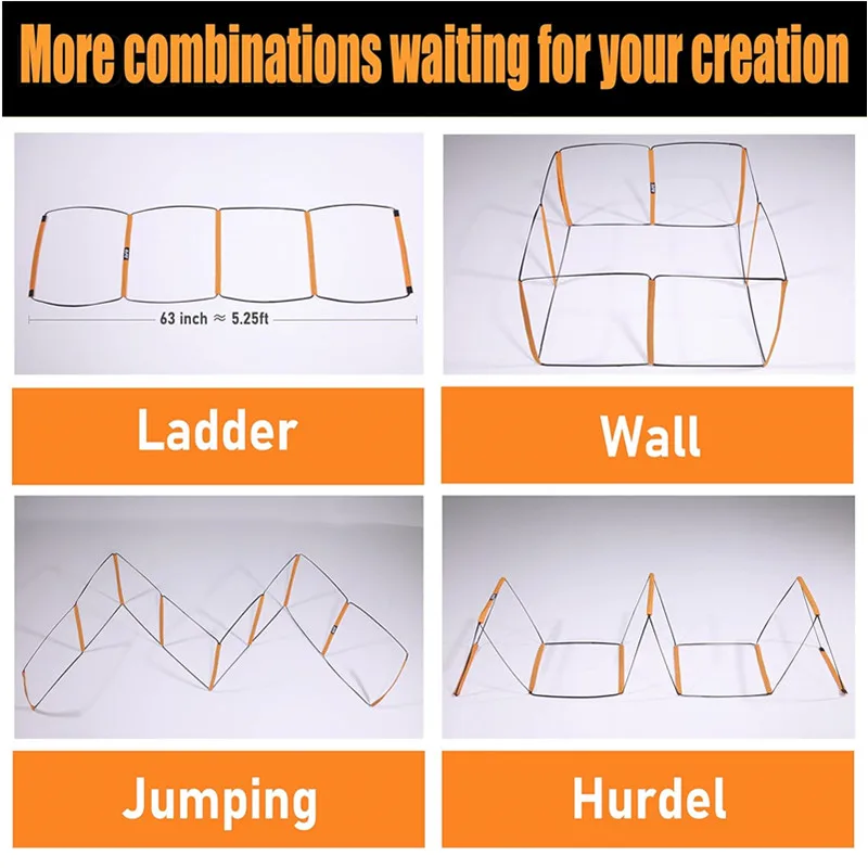 Escalera de agilidad plegable, equipo de entrenamiento de fútbol, escalera de trabajo de coordinación de velocidad de salto con bolsa de transporte para niños y adultos