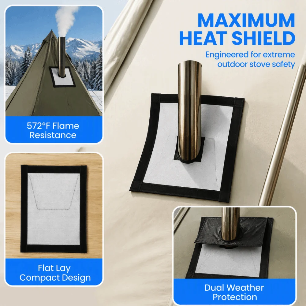 Flame Retardant Fiberglass Tent Stove Jack Anti Scald Ring Double Layer Chimney Connector Heat-insulating pad Outdoor Shelter