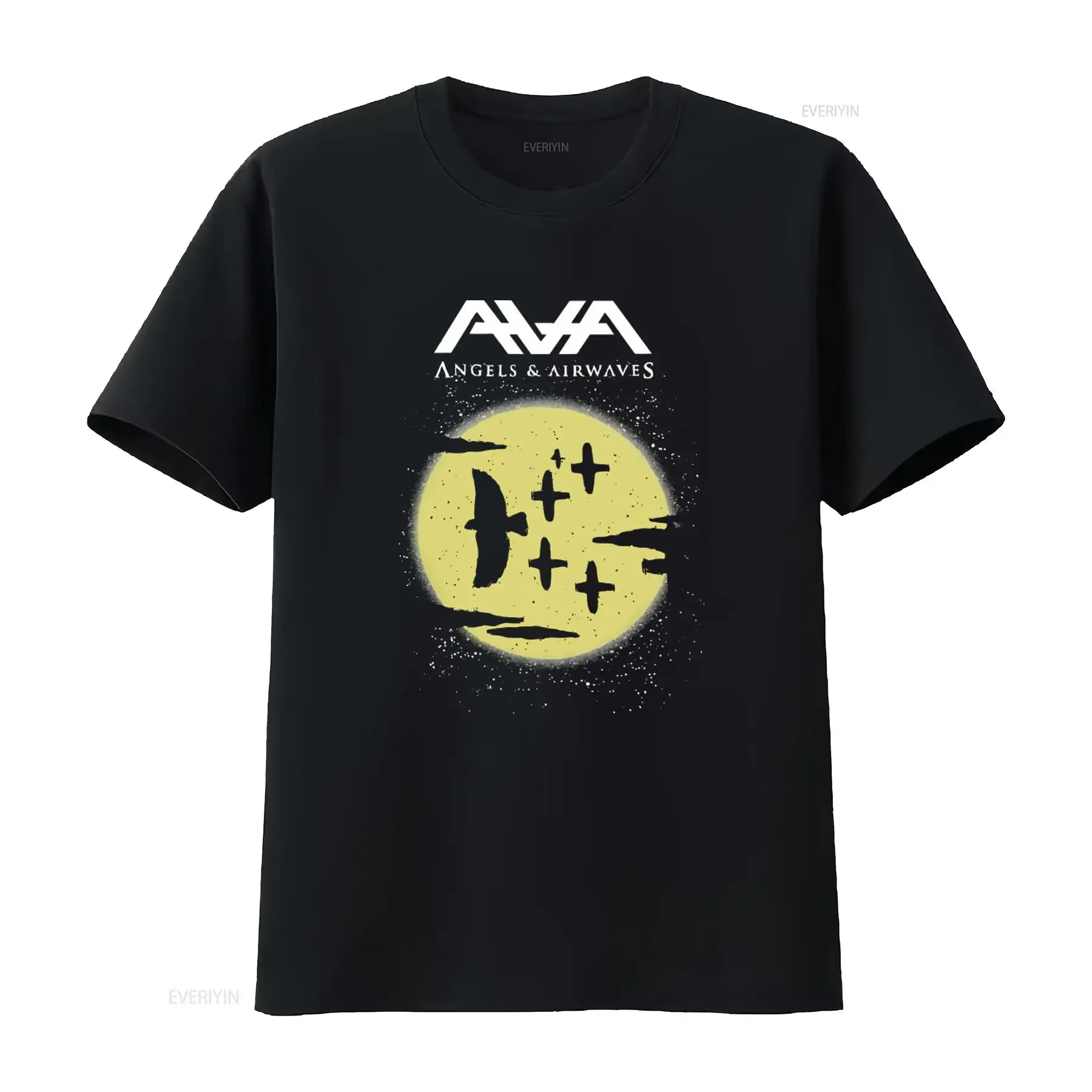 Angels and Airwaves Tom Delonge T Shirt Size Medium Black Yellow AVA Long or s  vintage Washed Stretched Breathable